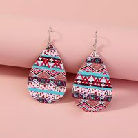 1 Pair Fashion Water Droplets Pu Leather Copper Printing Women's Earrings main image 5