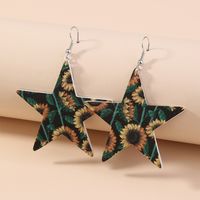 1 Pair Casual Simple Style Sunflower Star Imitation Leather Drop Earrings sku image 3