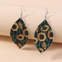 1 Pair Retro Sunflower Fruit Pu Leather Drop Earrings main image 7