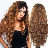 Women's Fashion Brown Party High Temperature Wire Centre Parting Long Curly Hair Wigs main image 6