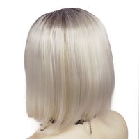 Frau Elegant Farbverlauf Gruppe Hochtemperaturdraht Mittelscheitel Glattes Haar Perücken main image 5