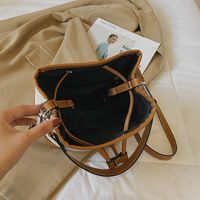 Women's Small Pu Leather Color Block Vintage Style Bucket String Bucket Bag main image 3