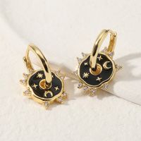 Fashion Geometric Sun Star Copper Drop Earrings Inlay Zircon Copper Earrings main image 1
