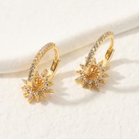 Fashion Geometric Sun Star Copper Drop Earrings Inlay Zircon Copper Earrings main image 4