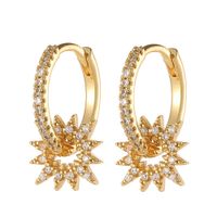 Fashion Geometric Sun Star Copper Drop Earrings Inlay Zircon Copper Earrings sku image 2