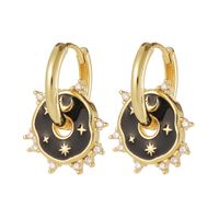Fashion Geometric Sun Star Copper Drop Earrings Inlay Zircon Copper Earrings sku image 3