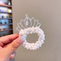Cute Crown Alloy Beaded Inlay Rhinestones Pearl Hair Tie sku image 5