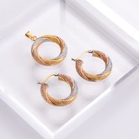 Exaggerated Twist Titanium Steel Plating Women's Earrings Necklace 1 Set main image 4