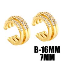 Fashion C Shape Inlay Copper Zircon 18k Gold Plated Ear Clips main image 5