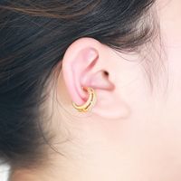 Fashion C Shape Inlay Copper Zircon 18k Gold Plated Ear Clips main image 4