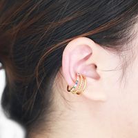 Fashion Irregular Copper Ear Clips Plating Inlay Zircon Copper Earrings main image 3