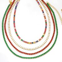 Fashion Multicolor Colorful Copper Plating Inlay Zircon Necklace main image 1