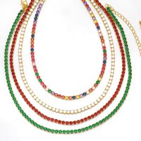 Mode Mehrfarbig Bunt Kupfer Überzug Inlay Zirkon Halskette main image 1