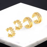 Fashion C Shape Inlay Copper Zircon 18k Gold Plated Ear Clips main image 1