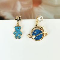 Cute Cartoon Bear Alloy Asymmetrical Enamel Women's Drop Earrings main image 3