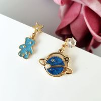 Cute Cartoon Bear Alloy Asymmetrical Enamel Women's Drop Earrings sku image 1