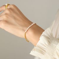 Klassischer Stil Geometrisch Titan Stahl Patchwork Vergoldet Perle Armbänder main image 3