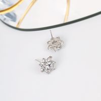 Simple Style Flower Copper Gold Plated Zircon Ear Studs 1 Pair main image 3