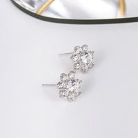 Simple Style Flower Copper Gold Plated Zircon Ear Studs 1 Pair main image 5