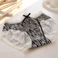 Stripe Cotton Spandex Modal Breathable Mid Waist Elastic Waist Briefs Panties main image 3