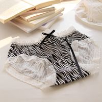 Stripe Cotton Spandex Modal Breathable Mid Waist Elastic Waist Briefs Panties main image 6