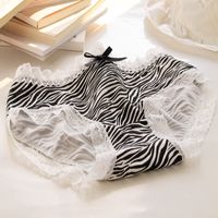 Stripe Cotton Spandex Modal Breathable Mid Waist Elastic Waist Briefs Panties sku image 1