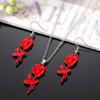 Retro Rose Alloy Stoving Varnish Alloy Women's Earrings Necklace 1 Pair main image 3