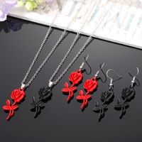 Retro Rose Alloy Stoving Varnish Alloy Women's Earrings Necklace 1 Pair main image 1
