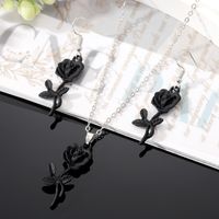 Retro Rose Alloy Stoving Varnish Alloy Women's Earrings Necklace 1 Pair main image 2