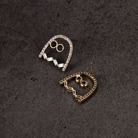 Funny Ghost Copper Gold Plated Zircon Ear Studs 1 Pair main image 3