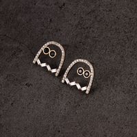 Funny Ghost Copper Gold Plated Zircon Ear Studs 1 Pair main image 1