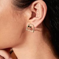 Funny Ghost Copper Gold Plated Zircon Ear Studs 1 Pair main image 6
