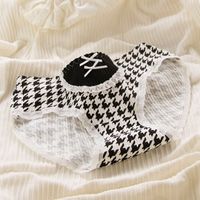 Houndstooth Bow Knot Comfort Lace Mid Waist Elastic Waist Briefs Panties main image 4