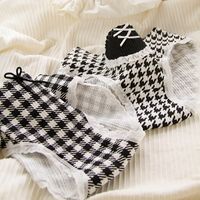 Houndstooth Bow Knot Comfort Lace Mid Waist Elastic Waist Briefs Panties main image 2