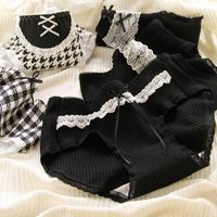 Houndstooth Bow Knot Comfort Lace Mid Waist Elastic Waist Briefs Panties main image 1