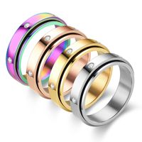 Fashion Heart Shape Titanium Steel Rings Plating Rhinestones Stainless Steel Rings 1 Piece main image 1