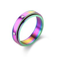 Fashion Heart Shape Titanium Steel Rings Plating Rhinestones Stainless Steel Rings 1 Piece main image 4