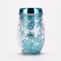 U-shaped Eggshell Cup Double Sequin Water Cup Egg Thermos Cup sku image 1