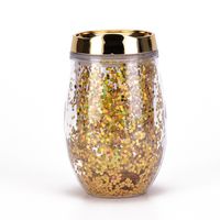 U-shaped Eggshell Cup Double Sequin Water Cup Egg Thermos Cup sku image 2