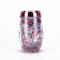 U-shaped Eggshell Cup Double Sequin Water Cup Egg Thermos Cup sku image 3