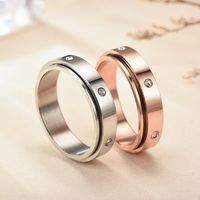Fashion Heart Shape Titanium Steel Rings Plating Rhinestones Stainless Steel Rings 1 Piece main image 6