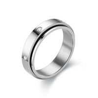 Fashion Heart Shape Titanium Steel Rings Plating Rhinestones Stainless Steel Rings 1 Piece sku image 1
