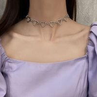 Simple Style Heart Shape Alloy Patchwork Hollow Out Women's Choker 1 Piece main image 1