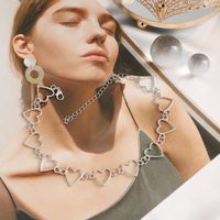 Simple Style Heart Shape Alloy Patchwork Hollow Out Women's Choker 1 Piece main image 4