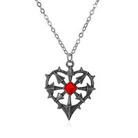 Gothic Heart Shape Alloy Hollow Out Artificial Gemstones Women's Pendant Necklace main image 2