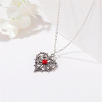 Gothic Heart Shape Alloy Hollow Out Artificial Gemstones Women's Pendant Necklace main image 3