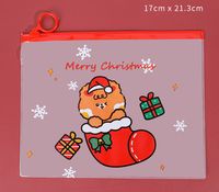 Cartoon Weihnachten Ring Student Zipper Multifunktionale Transparent Briefpapier Lagerung Tasche main image 2