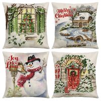Cute Christmas Tree Snowman Linen Pillow Cases main image 1