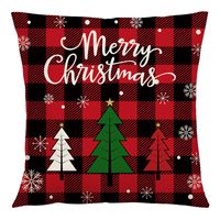 Cute Christmas Tree Santa Claus Linen Pillow Cases sku image 1