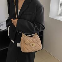 Women's Small Velvet Solid Color Fashion Square Lock Clasp Chain Bag sku image 4